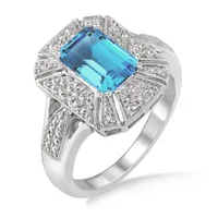 Jilco Inc Blue Topaz & Diamond Ring - Size 7