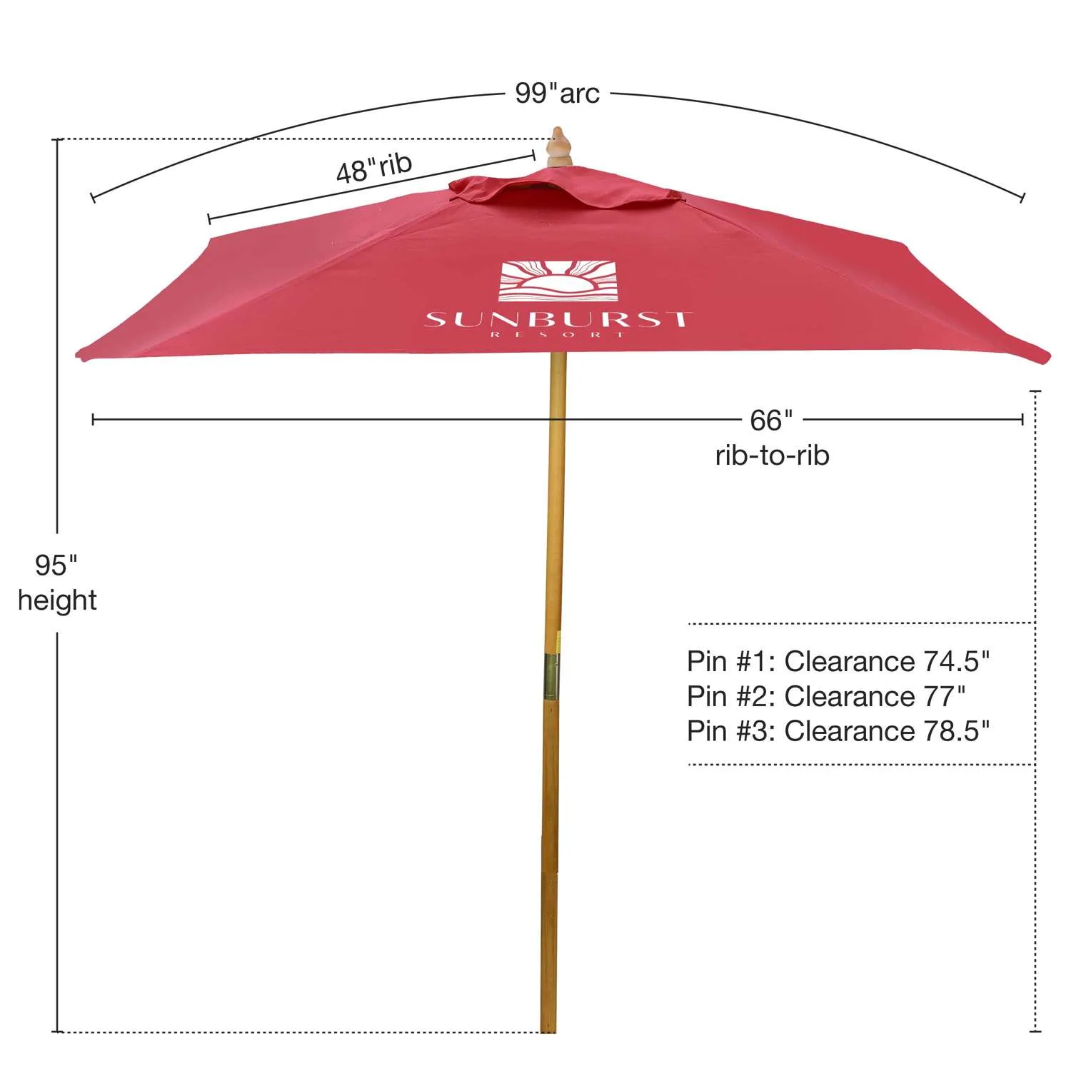 8' Square Wood Market Umbrella Kit (1 Imprint) view 2