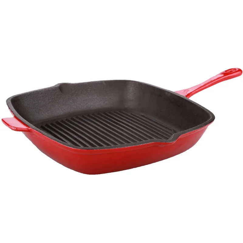 BergHoff Neo 11" Cast Iron Square Grill Pan, Red