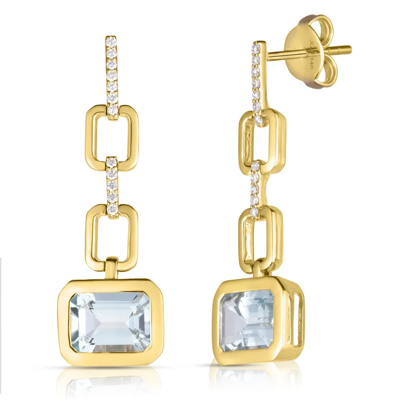 Jilco Inc Aquamarine And Diamond Earrings