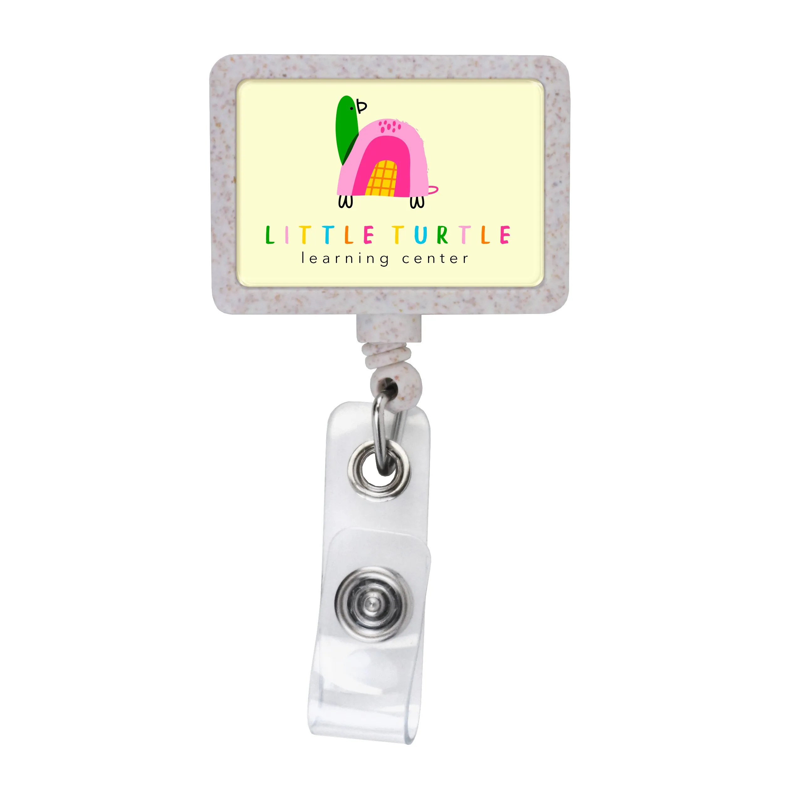 Wheat Straw JUMBO Rectangle Retractable Badge Reel