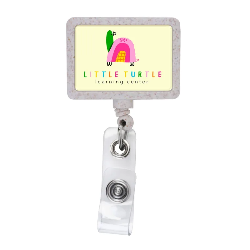 Wheat Straw JUMBO Rectangle Retractable Badge Reel