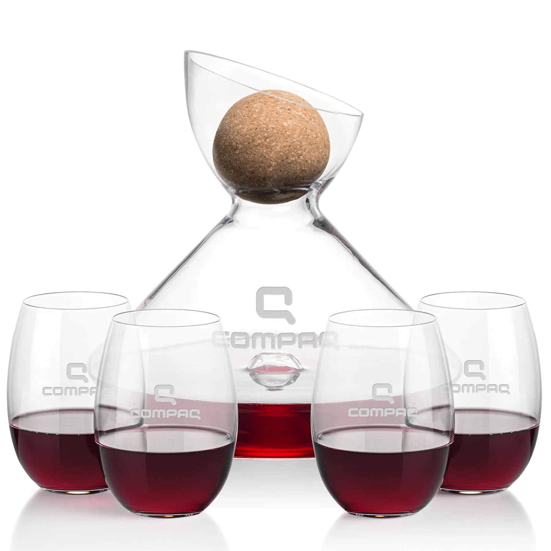 Stemless Set w/ Cork, Carlita Wine Set, Carafe & 4 Stemless