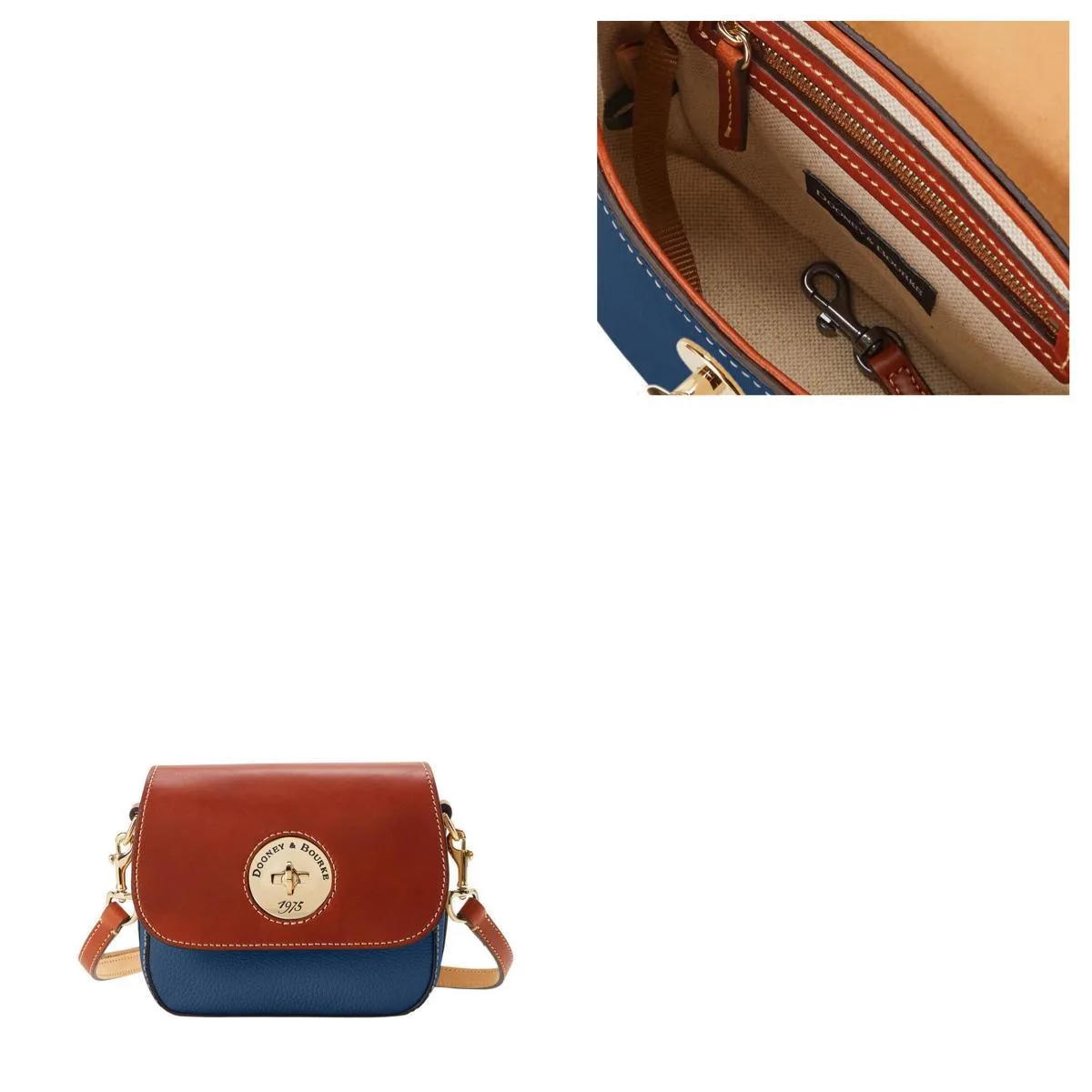 Dooney & Bourke Blue Pebble Turnlock Flap Saddle