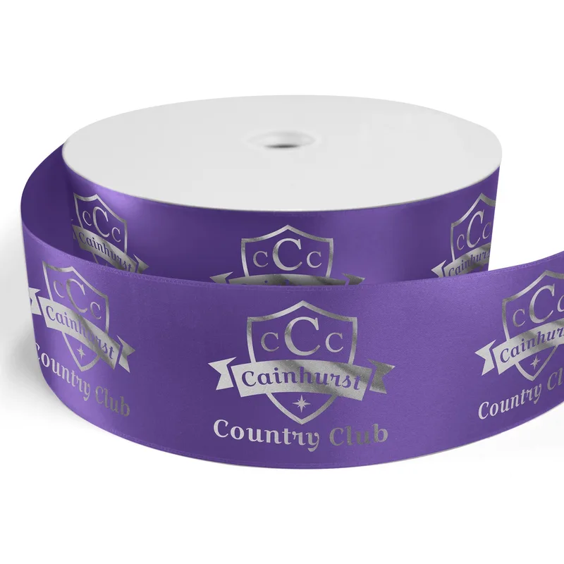 3" Badge Satin Ribbon - 50yrd Roll - Foil Print