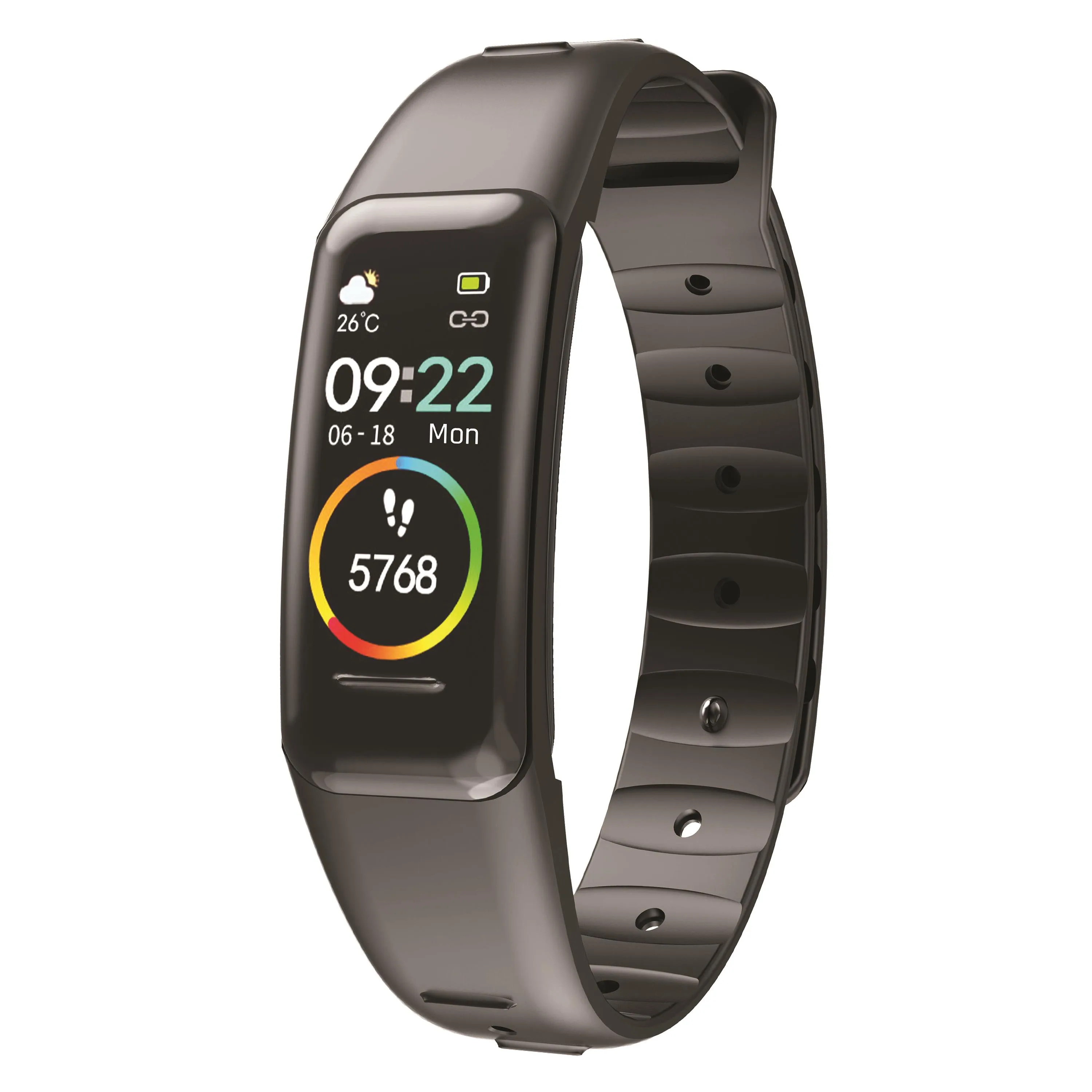 Supersonic® Smart Fitness Wristband Tracker w/Heart Rate Monitor (Black)
