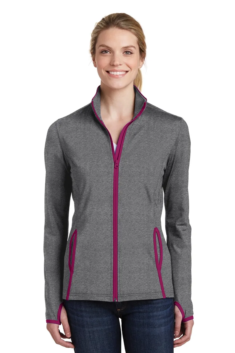 Sport-Tek® Women's Sport-Wick® Stretch Contrast Full-Zip Jacket. view 6