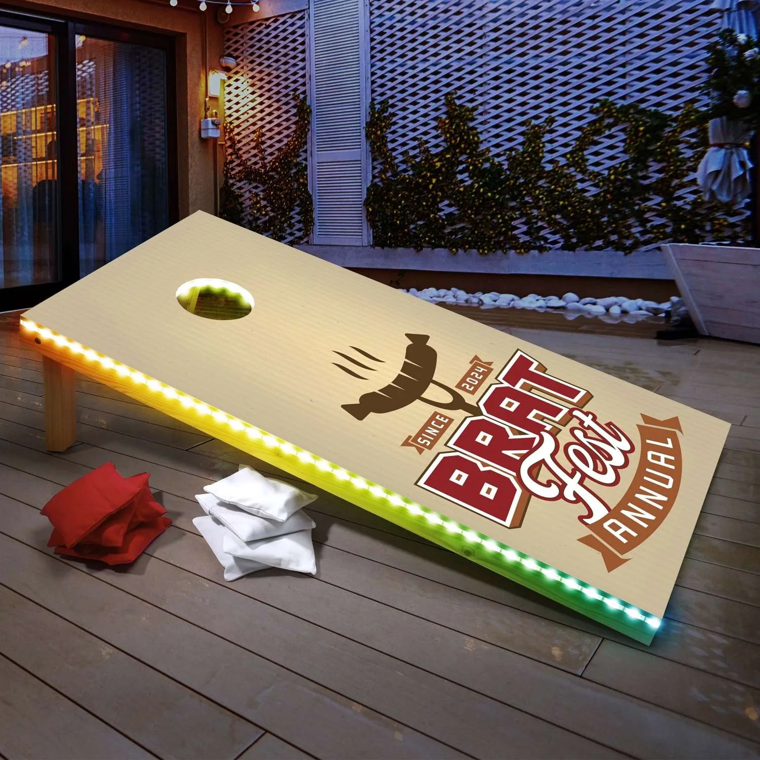 Nighttime Cornhole with Bean Bags view 3