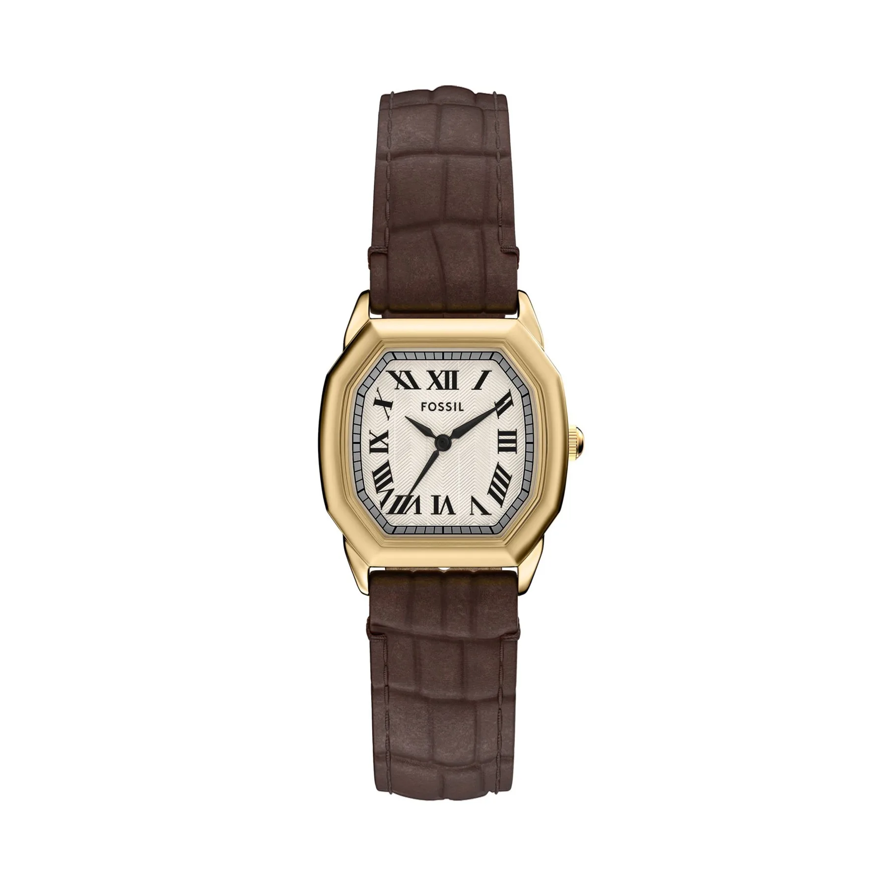Fossil Women's Harlow Three-Hand Brown Croco Leather Watch