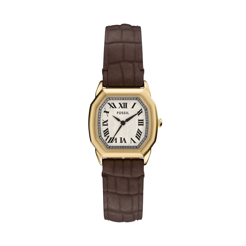 Fossil Women's Harlow Three-Hand Brown Croco Leather Watch