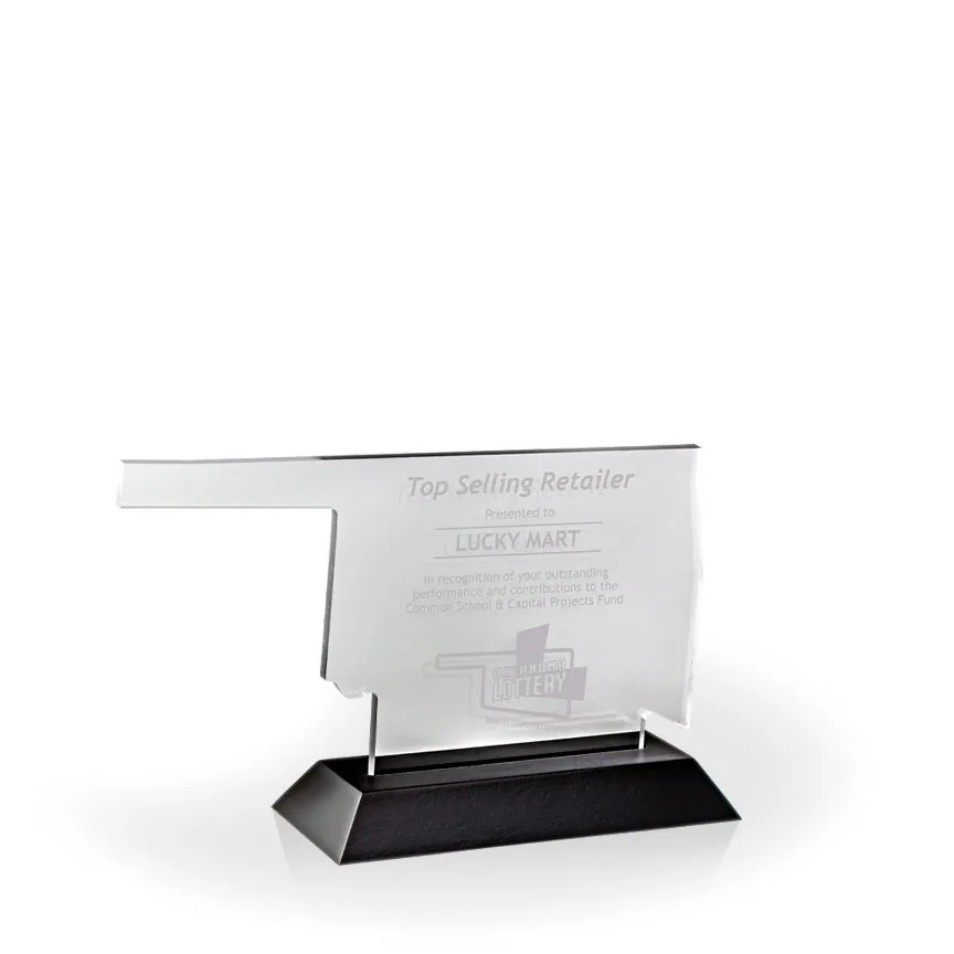 Oklahoma Award with Black Wood Base - Engraved