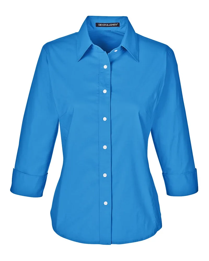 Devon and Jones® Women's Perfect Fit™ Three-Quarter Sleeve Stretch Poplin Long Sleeve Dress Shirt view 3