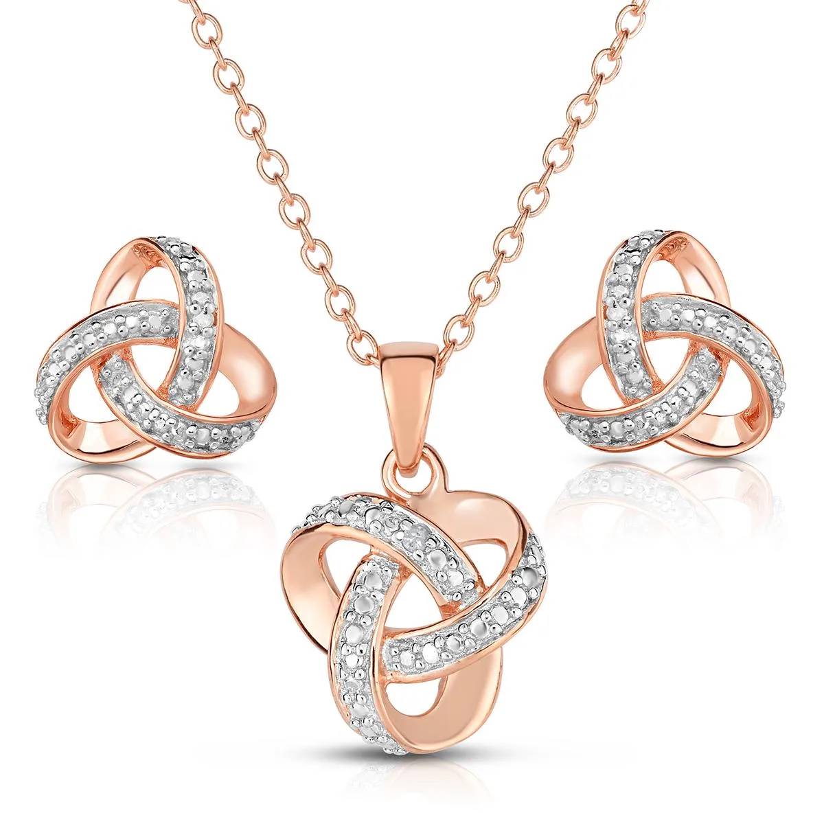 Jilco Inc Diamond Love Knot Set - Rose Gold