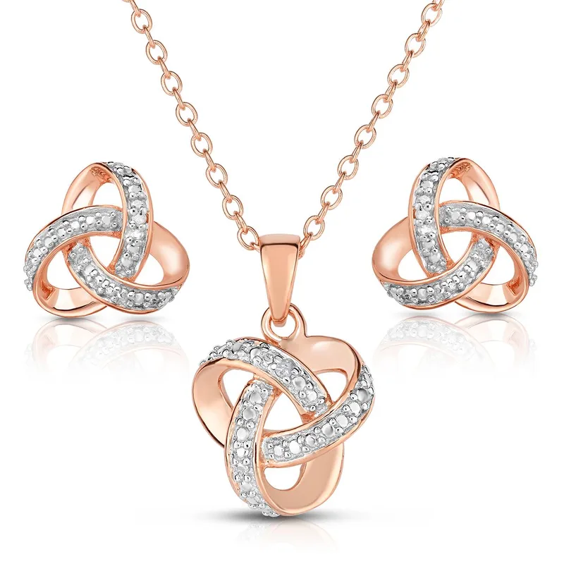 Jilco Inc Diamond Love Knot Set - Rose Gold