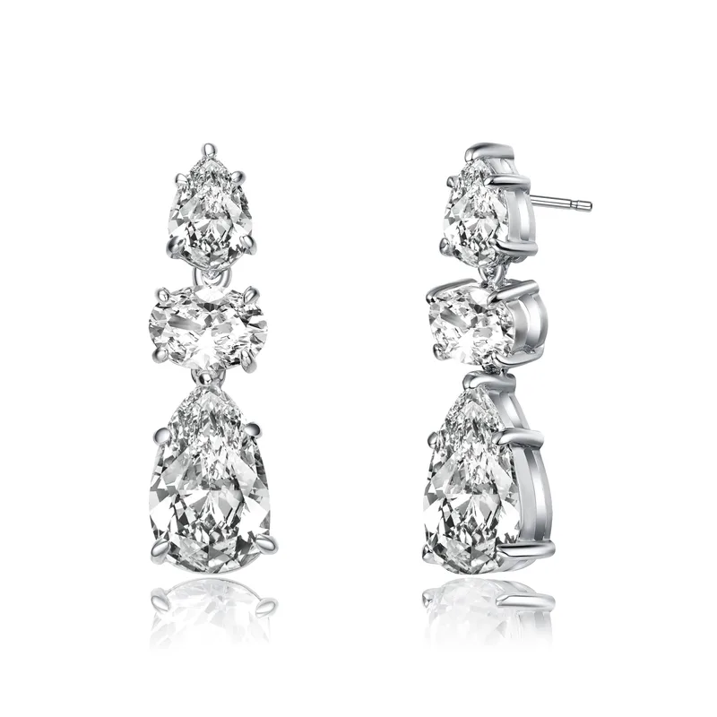 GENEVIVE Sterling Silver Pear Cz Earrings Size 0.27