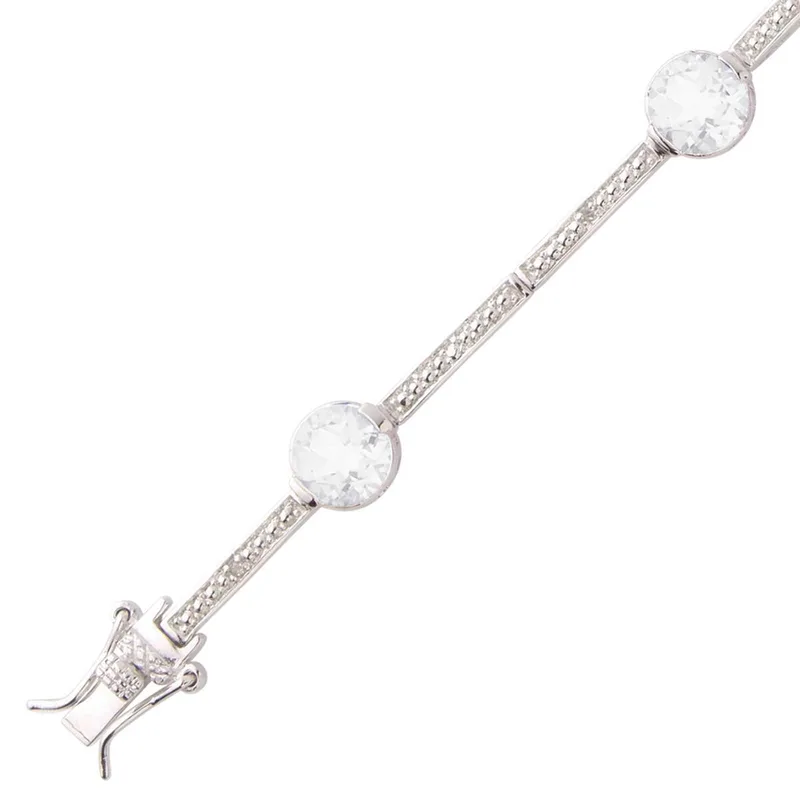 Jilco Inc White Topaz & Diamond Bracelet