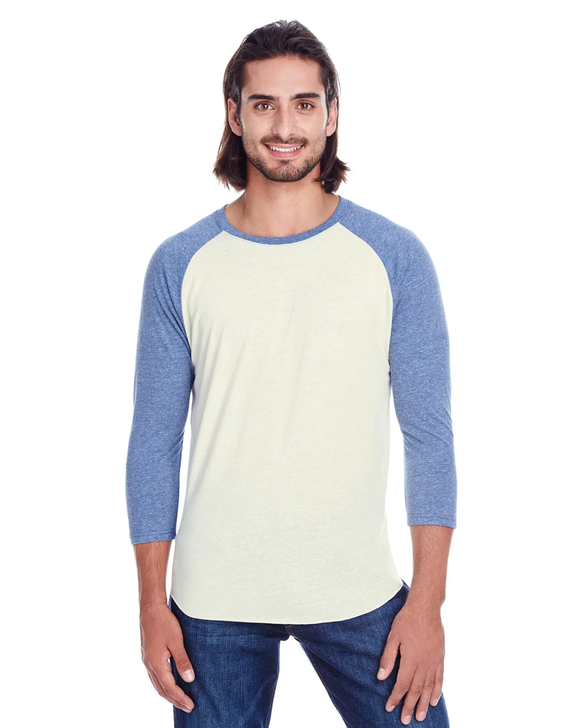 THREADFAST Unisex Triblend Three-Quarter Sleeve Raglan view 3