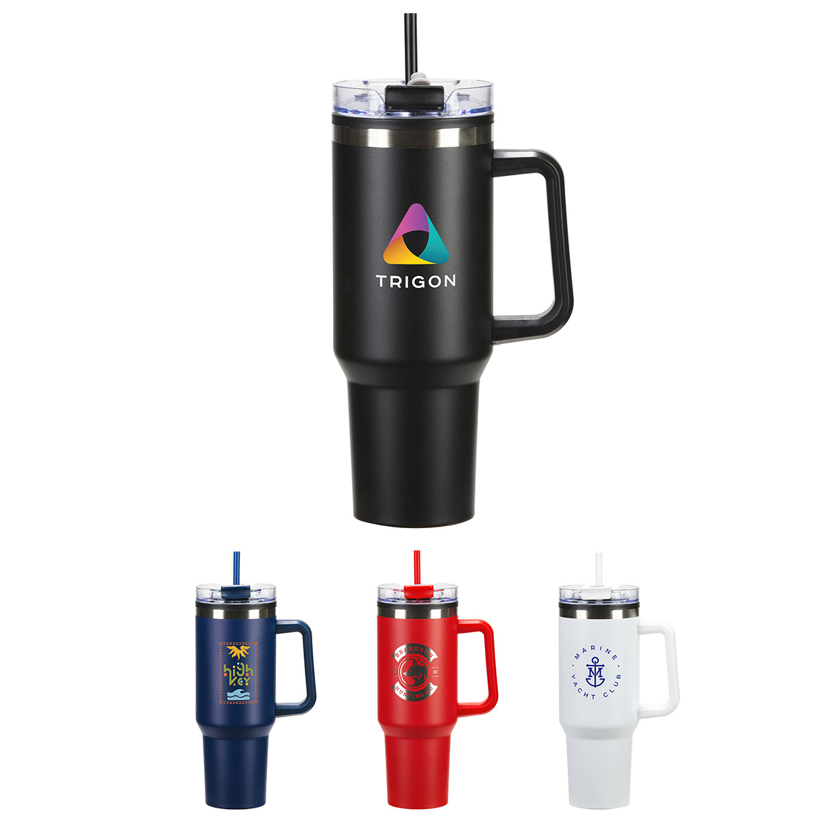Ohana 40 oz Stainless Steel/Polypropylene Mug with Color-Matching Handle