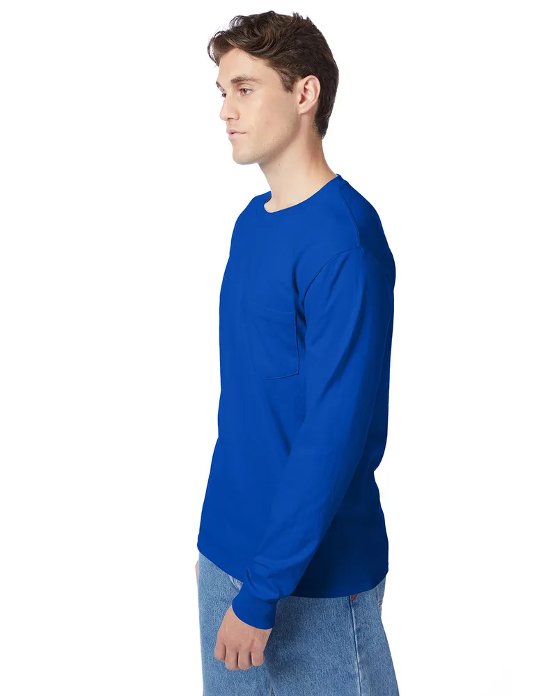 Hanes Printables Men's Authentic-T Long-Sleeve Pocket T-Shirt view 4
