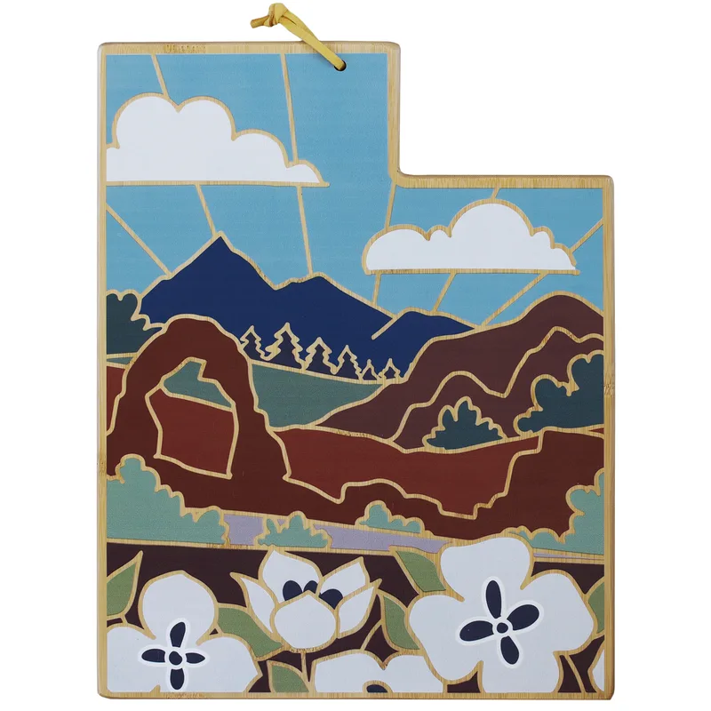 Utah State Shaped Cutting & Serving Board w/Artwork by Summer Stokes
