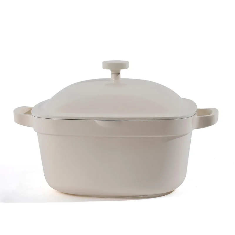 Gourmet Edge 5Qt Nonstick Ceramic Cast Aluminum Dutch Oven W/ Lid Cream