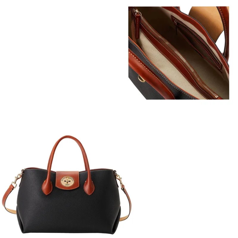Dooney & Bourke Black Pebble Turnlock Handle Tote 30