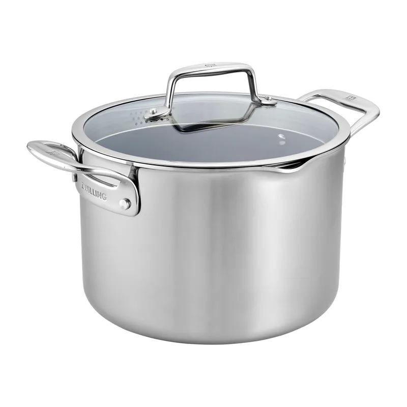 Zwilling Clad Cfx 8Qt Stainless Steel Ceramic Nonstick Stockpot W/ Lid