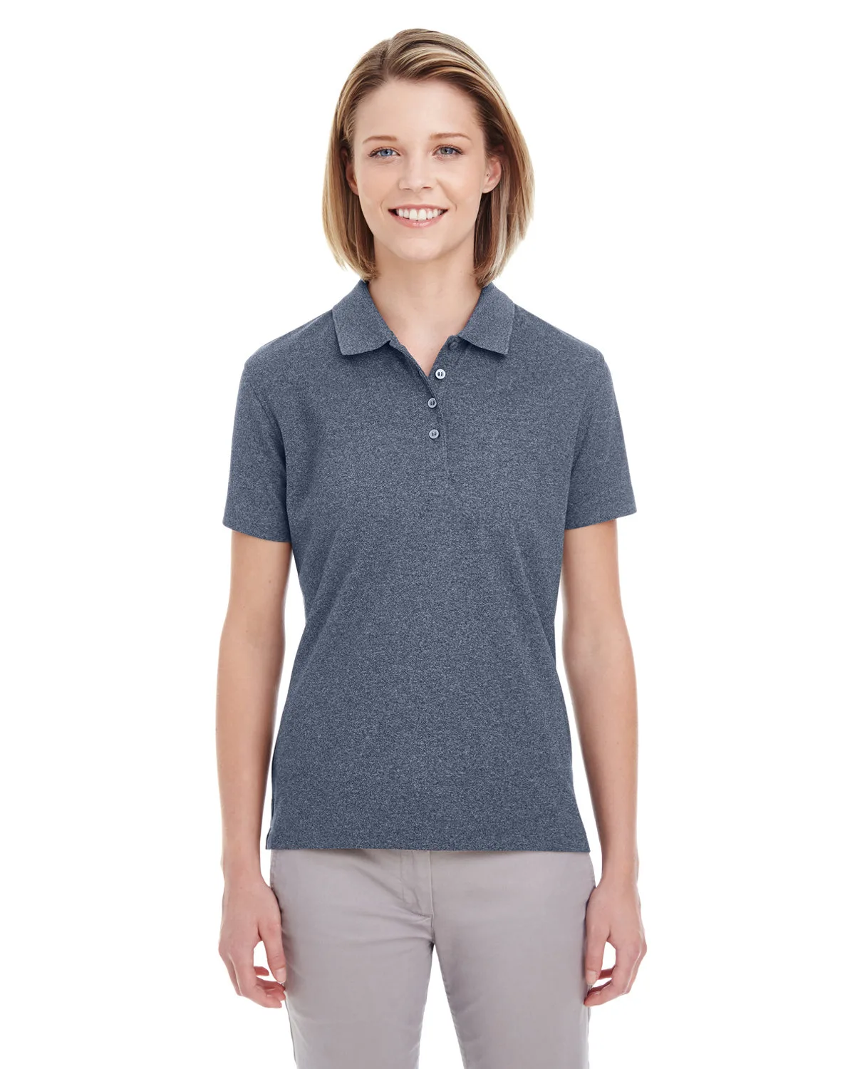 ULTRACLUB Ladies' Heathered Piqué Polo view 2