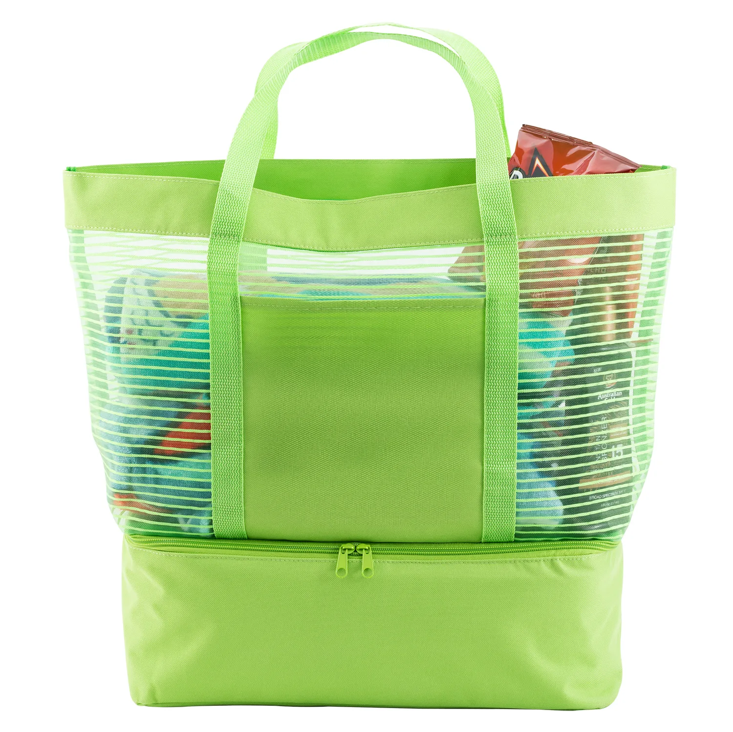 2" 1 Striped Mesh Beach Bag Cooler view 2