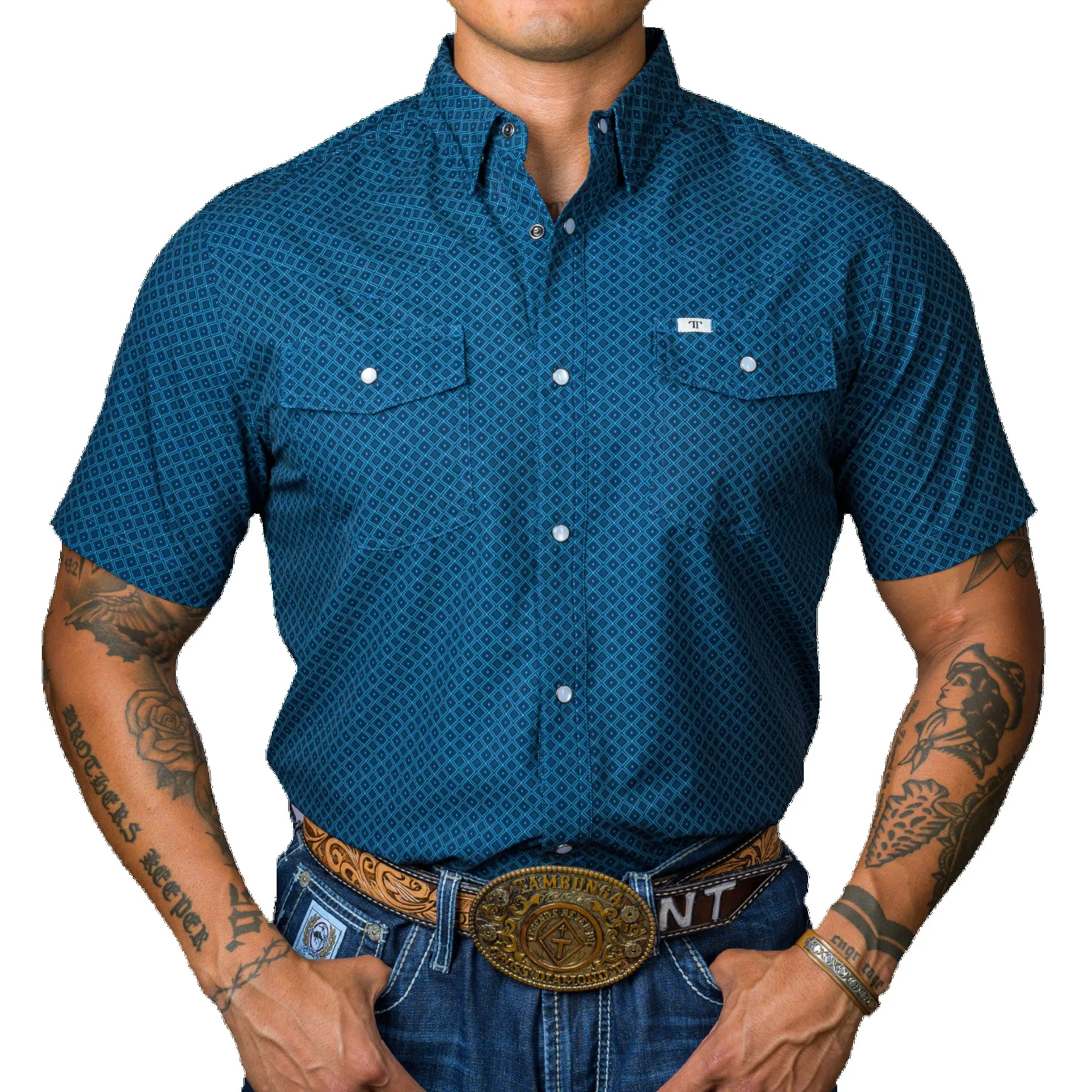 Men's Ferrell® Printed Short Sleeve Snap Shirt view 4