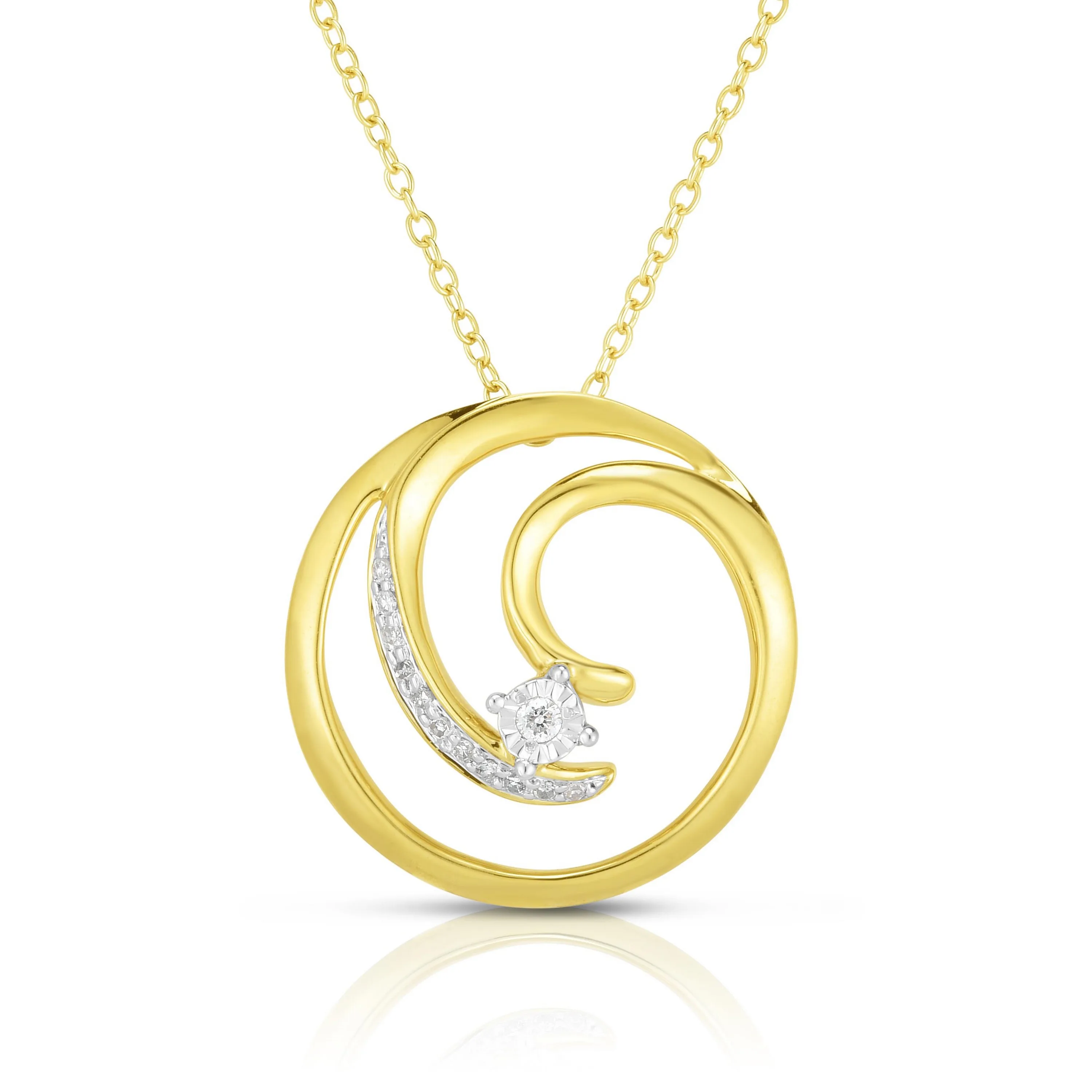 Jilco Inc Diamond Swirl Necklace - Yellow Gold