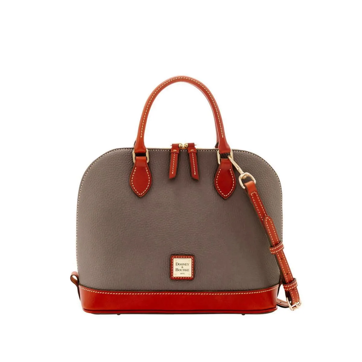 Dooney & Bourke Taupe Pebble Grain Zip Zip Satchel