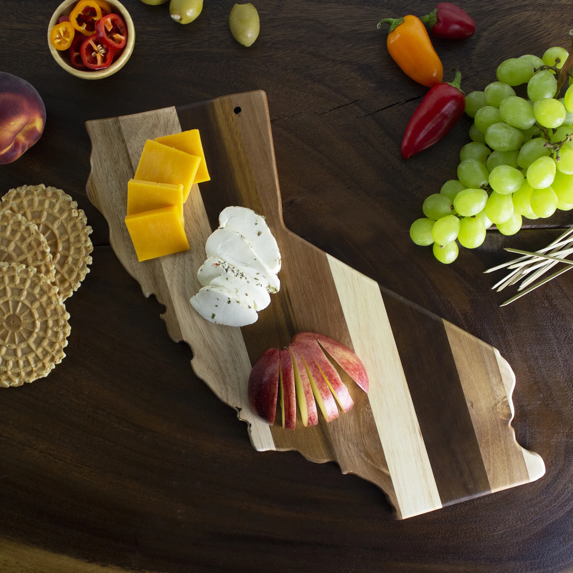 Rock & Branch® Shiplap Series California State Shaped Wood Serving & Cutting Board view 2