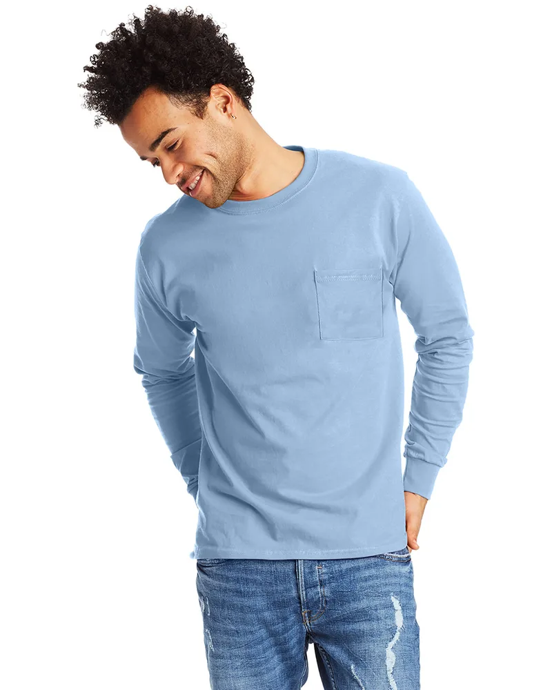 Hanes Printables Men's Authentic-T Long-Sleeve Pocket T-Shirt view 5