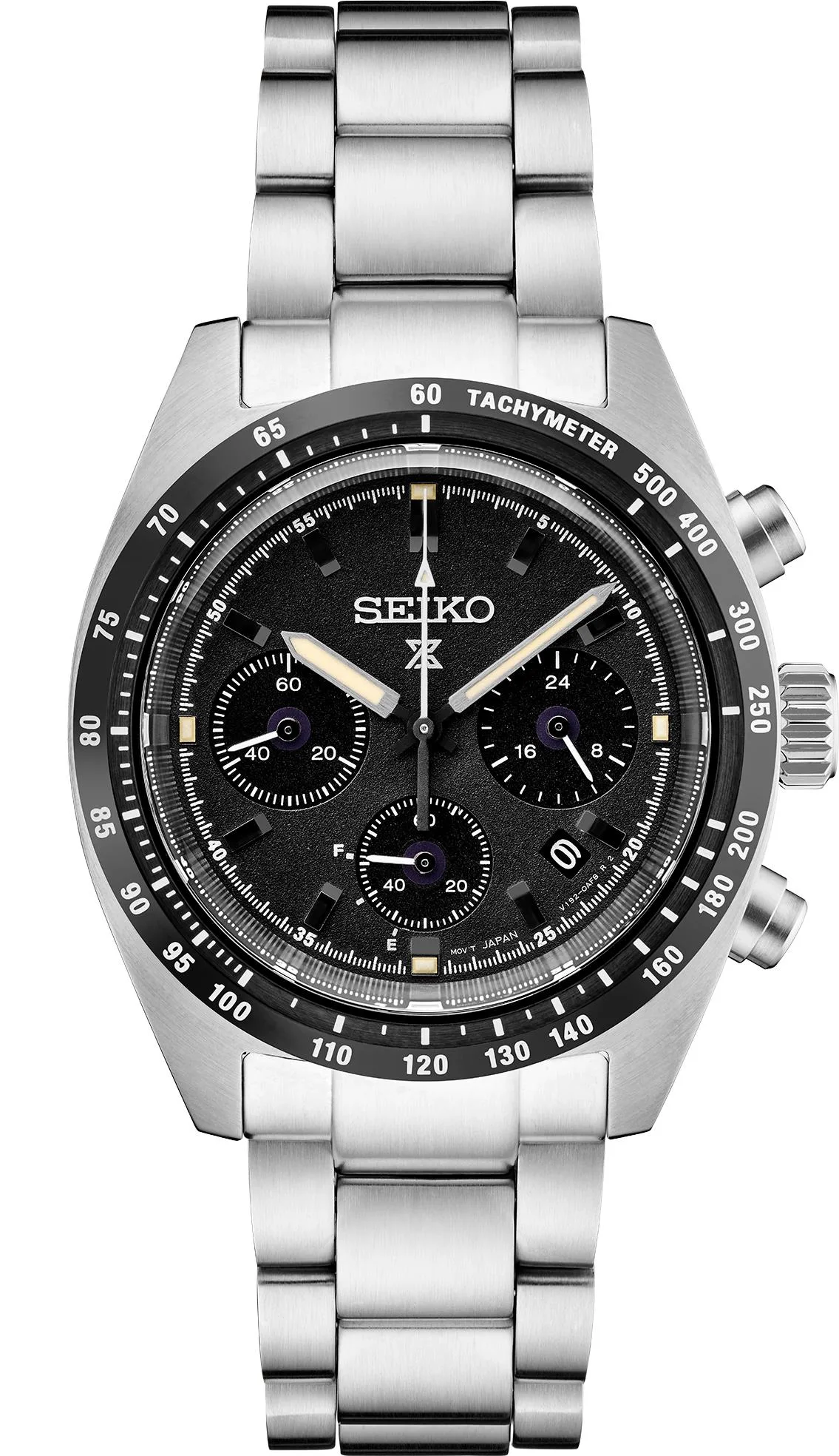 Seiko Watch Mens Prospex Ss Solar Chronograph Black