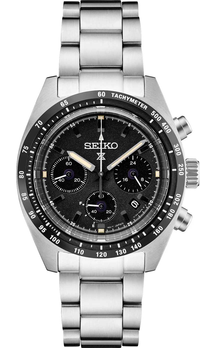 Seiko Watch Mens Prospex Ss Solar Chronograph Black