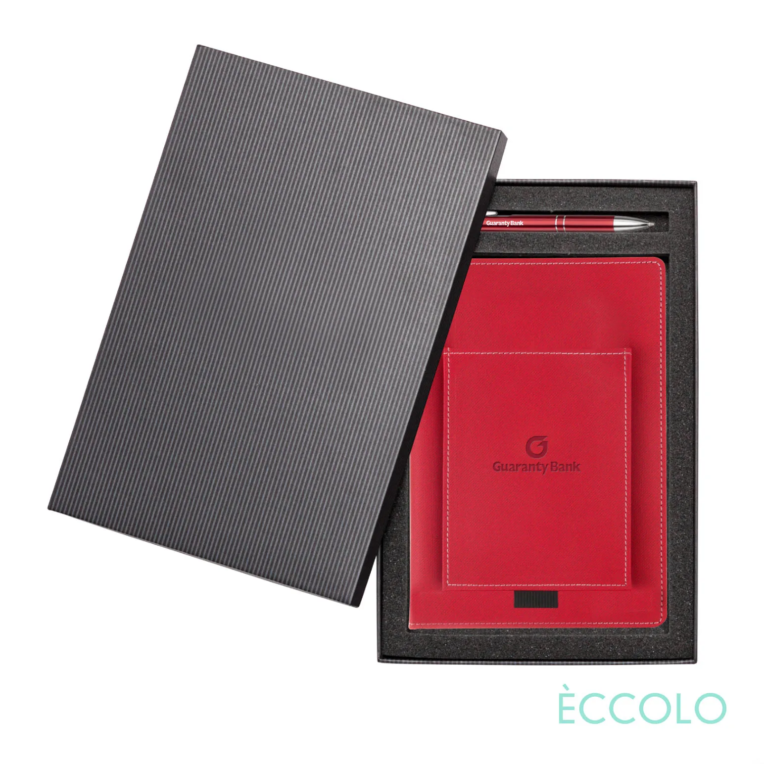 Journal & Clicker Pen Gift Set, Red/Red