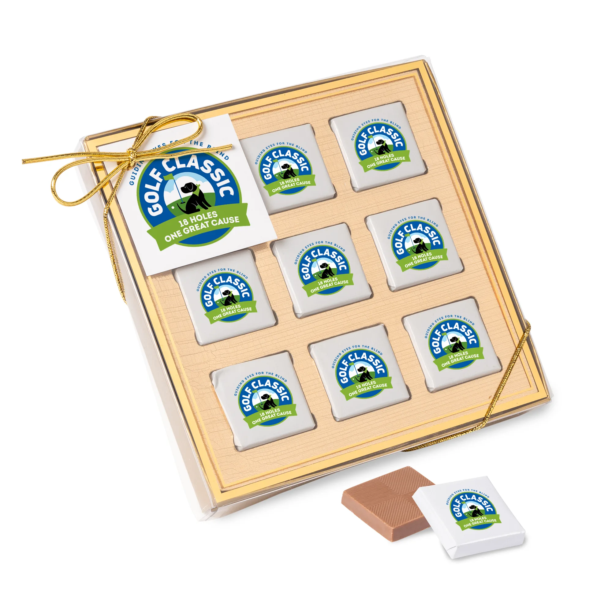 Nine Piece Chocolate Foiled Square Gift Box-Full Color