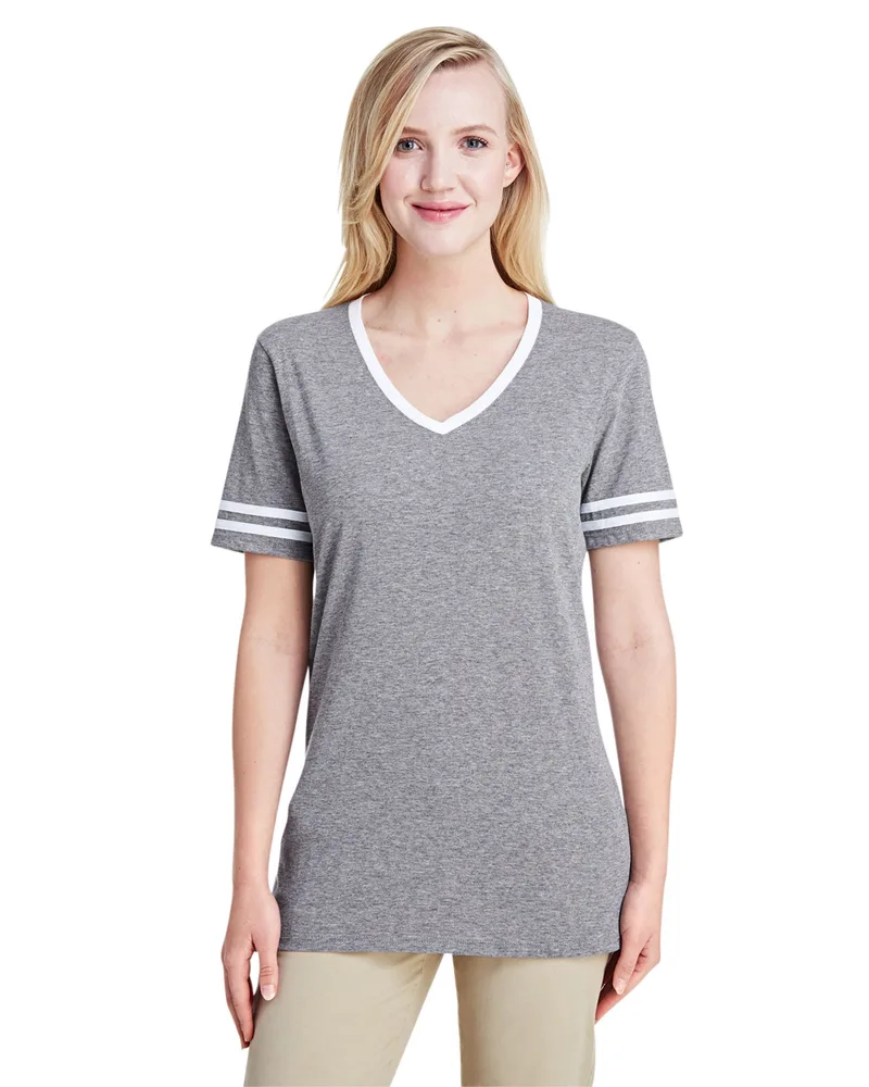 Jerzees Ladies' TRI-BLEND Varsity V-Neck T-Shirt view 6