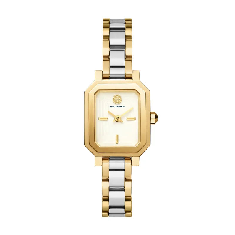 Tory Burch Ladies' Robinson 2-Ton Stainless Steel Double Wrap Watch w/Cream Dial