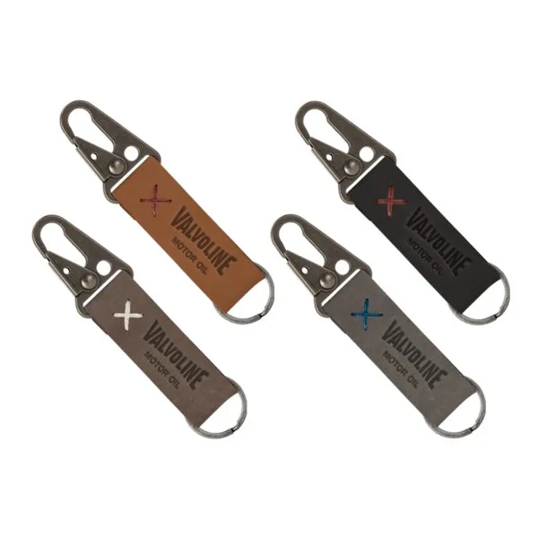 Busker Leather Keychain with Antique Nickel Carabiner view 2