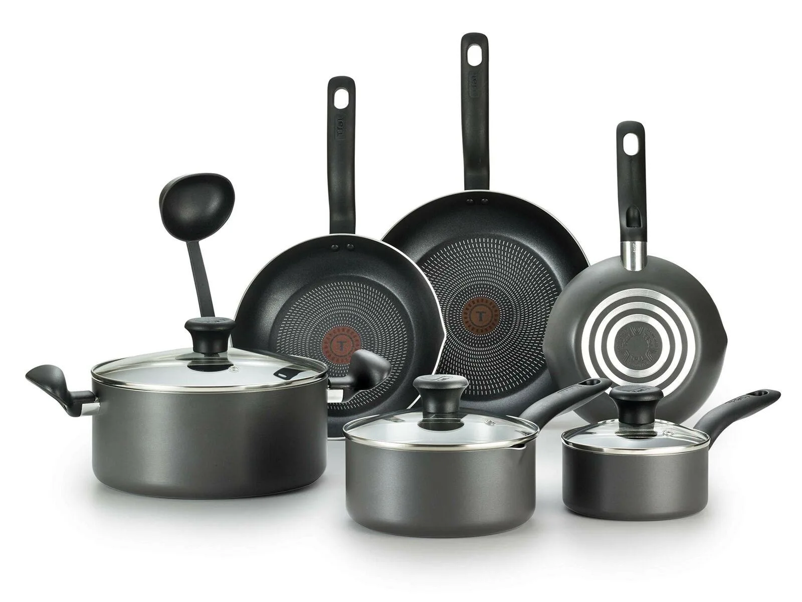 T-fal Initiatives Non-Stick 10-Piece Cookware Set - Black