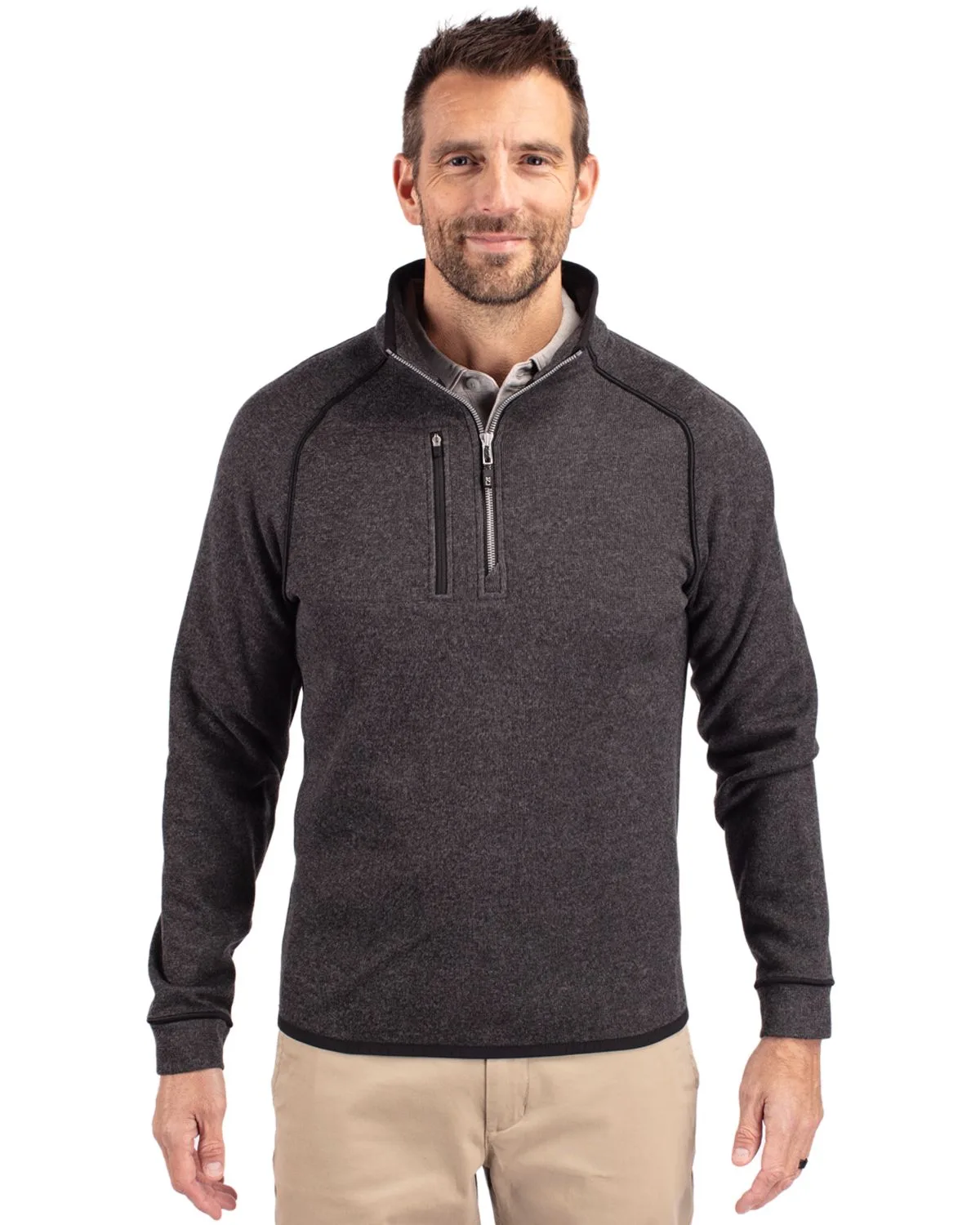 Cutter & Buck Mainsail Sweater-Knit Mens Big and Tall Half Zip Pullover Jacket
