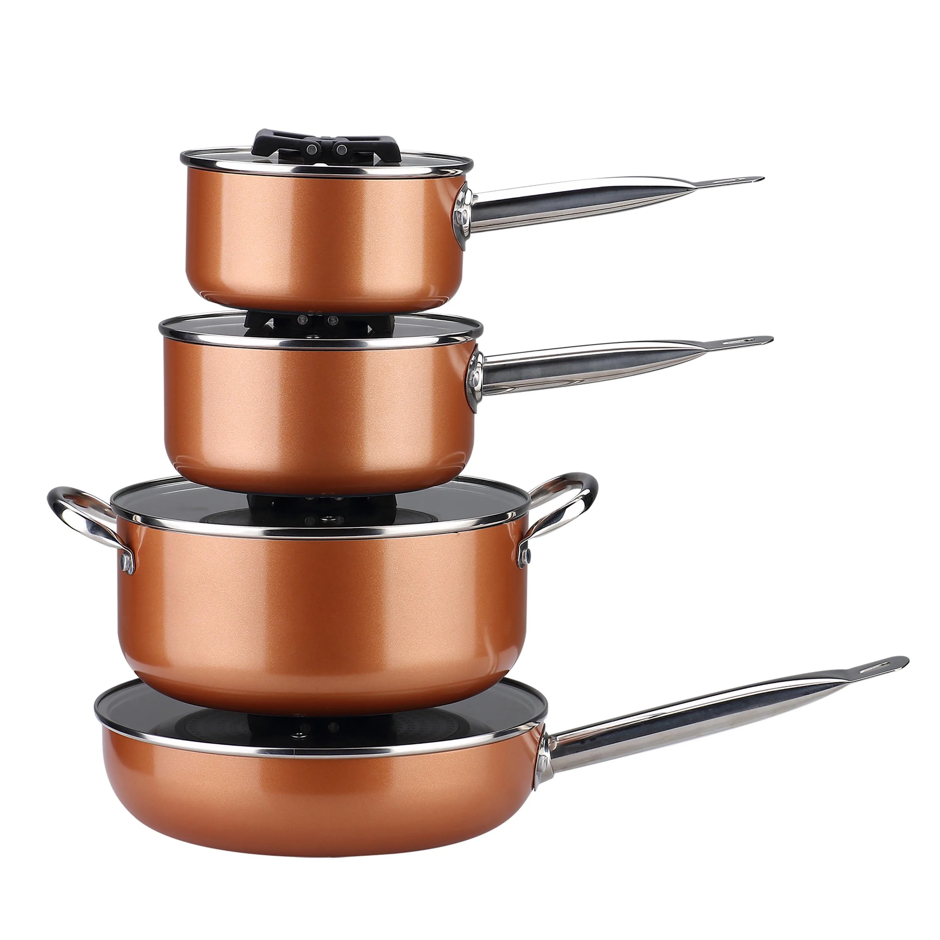 Gourmet Edge 8 Piece Stackable Nonstick Cookware Set