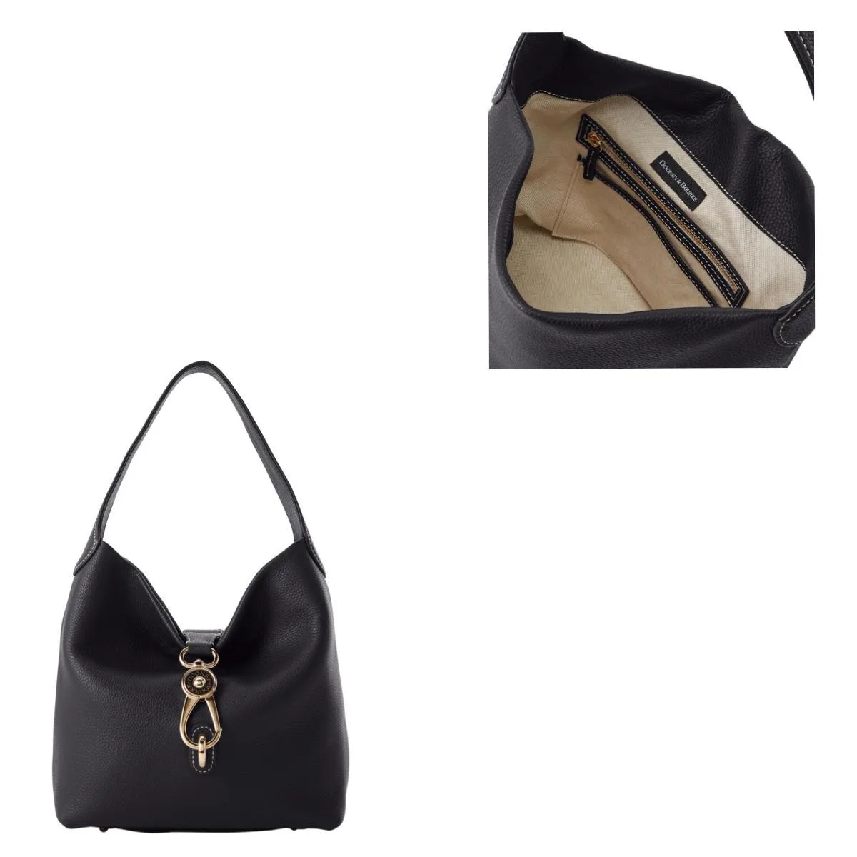 Dooney & Bourke Black Pebble Grain Small Logo Lock Sac