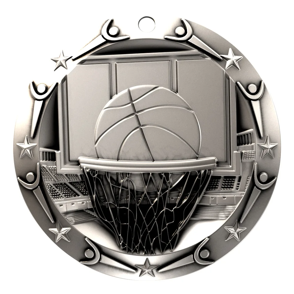 Antique Basketball World Class Medallion (3") view 4