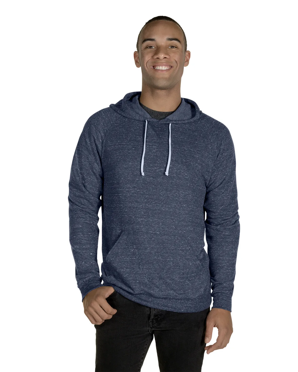 Jerzees Adult Snow Heather Raglan Hooded Sweatshirt view 6