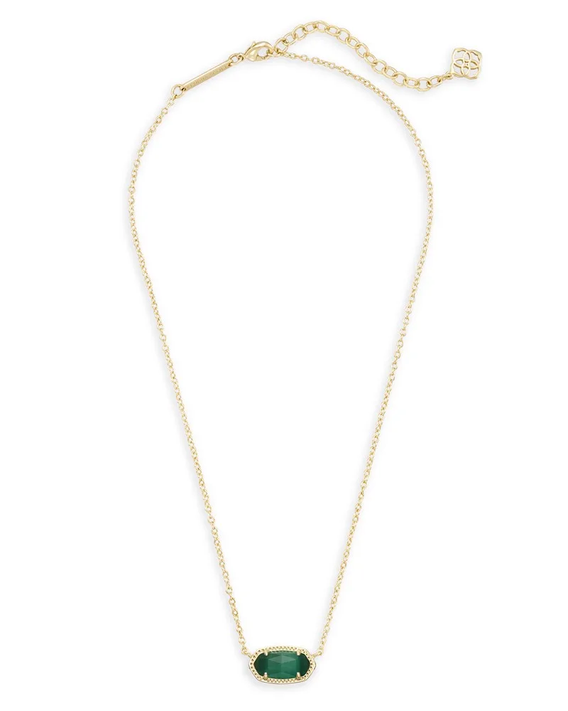Kendra Scott Elisa Gold Pendant Necklace in Emerald Cats Eye