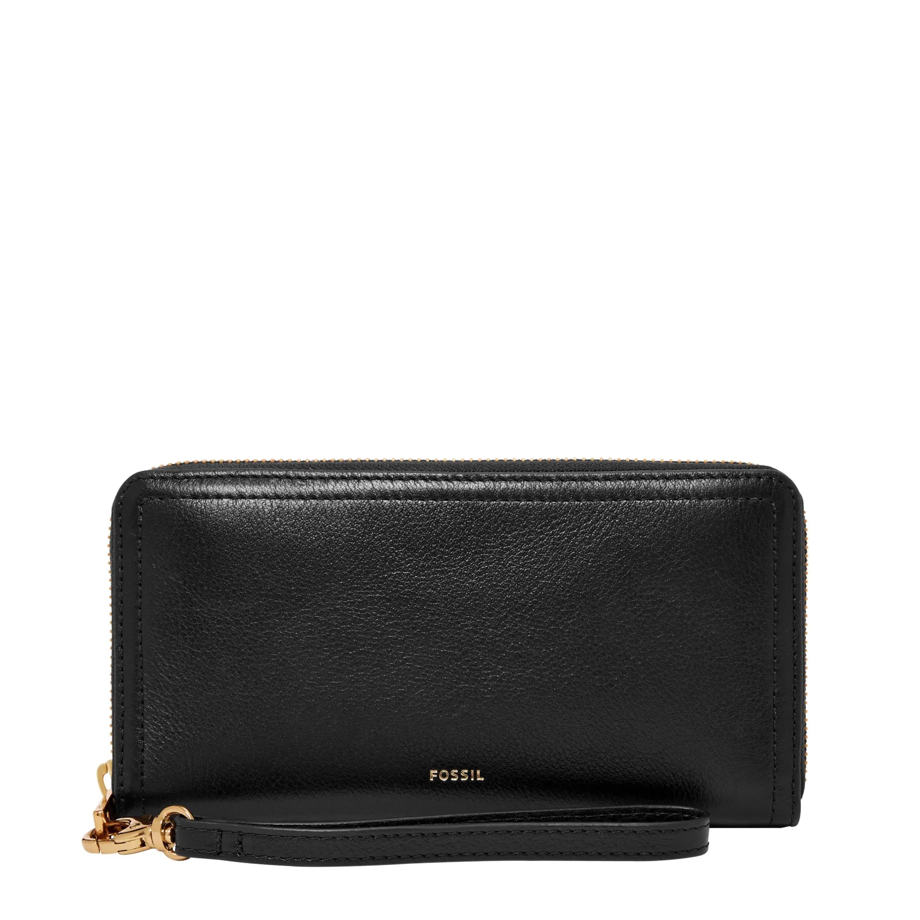 Fossil Logan Leather RFID Zip Around Clutch Wallet - Black