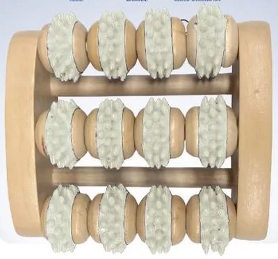 Health, Beauty & Fitness Wood Triple Bar Rolling Foot Massager